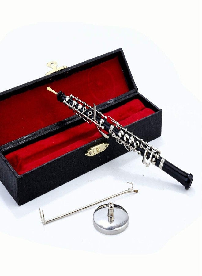 Dselvgvu Miniature Oboe with Stand and Case Mini Musical Instrument Oboe Replica Collectible Figurines Dollhouse Accessories Model Home Decoration Display Ornament (6.31") - Image 5